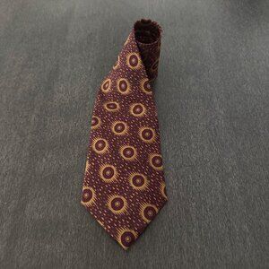 Giorgio Armani Cravatte Burgundy & Gold 100% Pure Silk Patterned Necktie Italy